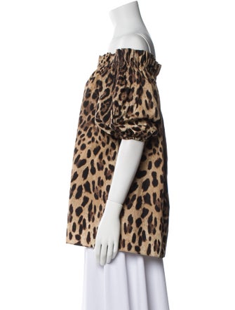 Dolce & Gabbana Animal Print Off-The-Shoulder Blouse