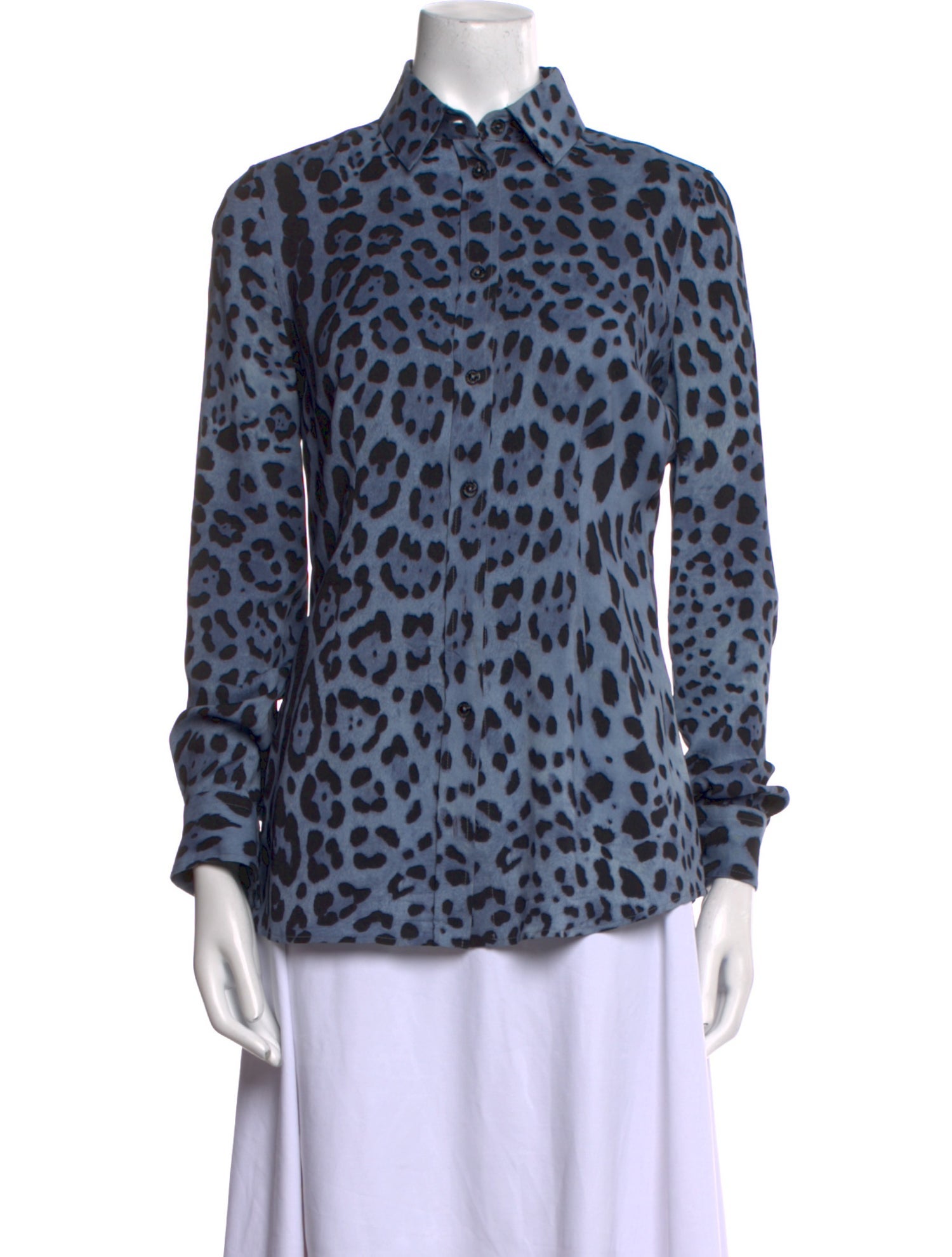 Dolce & Gabbana Silk Animal Print Button-Up Top