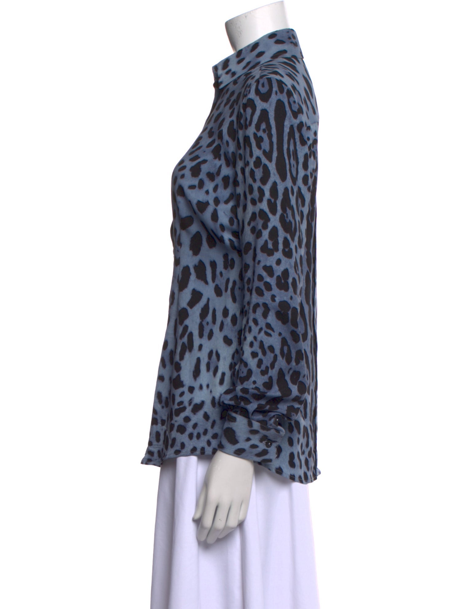 Dolce & Gabbana Silk Animal Print Button-Up Top