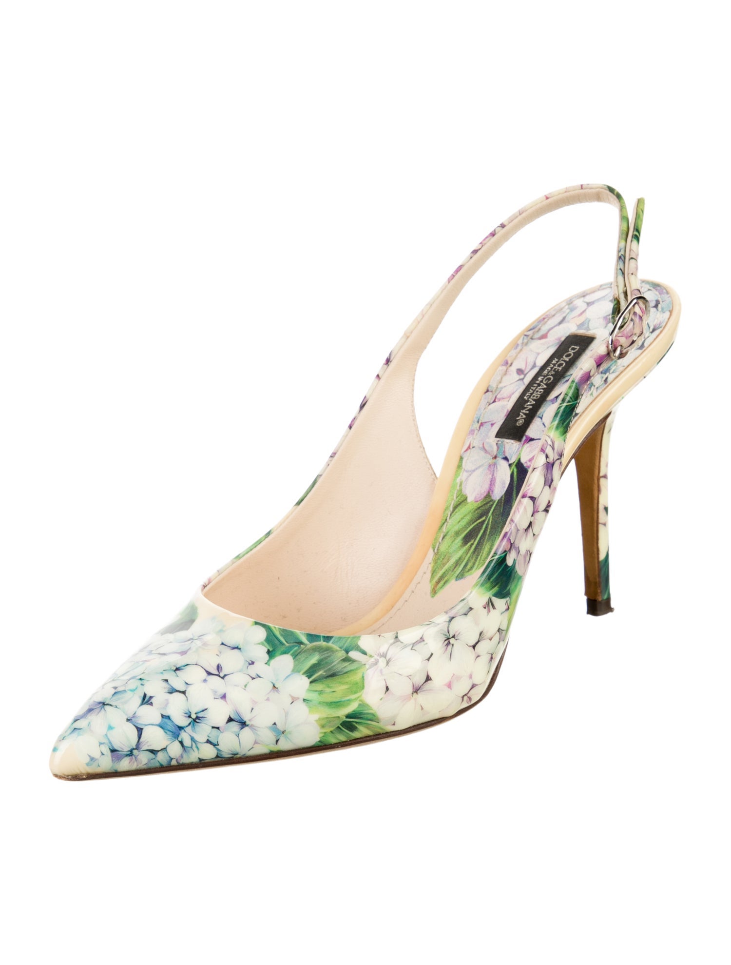 Dolce & Gabbana Snakeskin Floral Print Slingback Pumps
