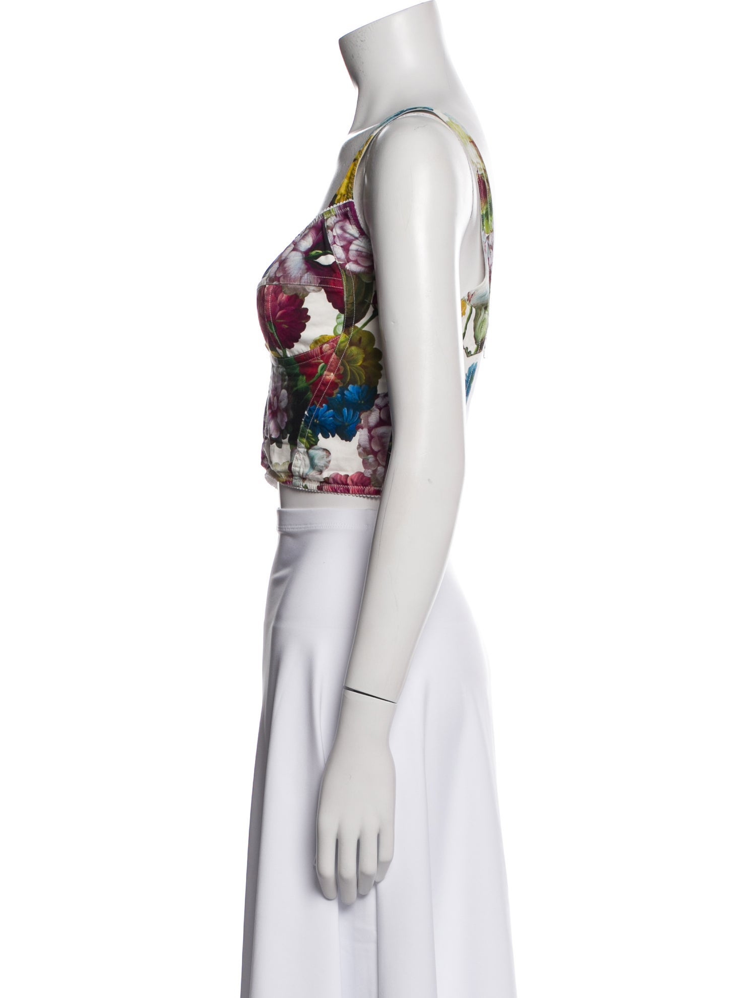 Dolce & Gabbana Floral Print Cowl Neck Crop Top