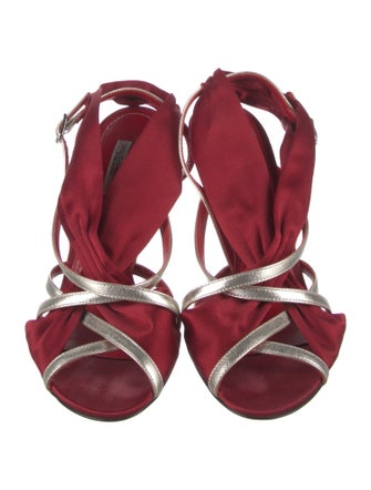 Dolce & Gabbana Satin Colorblock Pattern Slingback Sandals