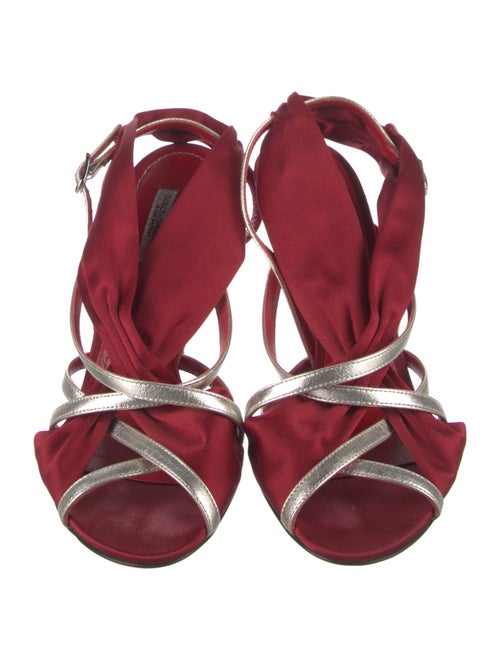 Dolce & Gabbana Satin Colorblock Pattern Slingback Sandals