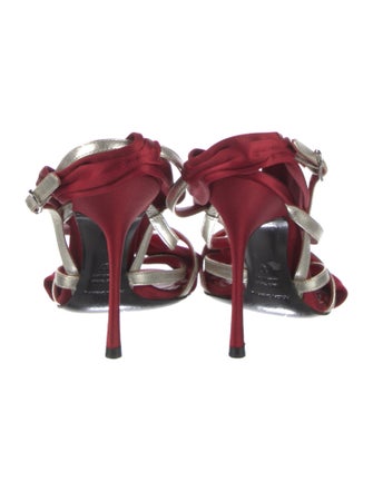 Dolce & Gabbana Satin Colorblock Pattern Slingback Sandals