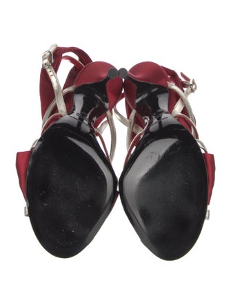 Dolce & Gabbana Satin Colorblock Pattern Slingback Sandals