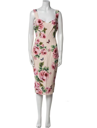 Dolce & Gabbana Floral Print Midi Length Dress