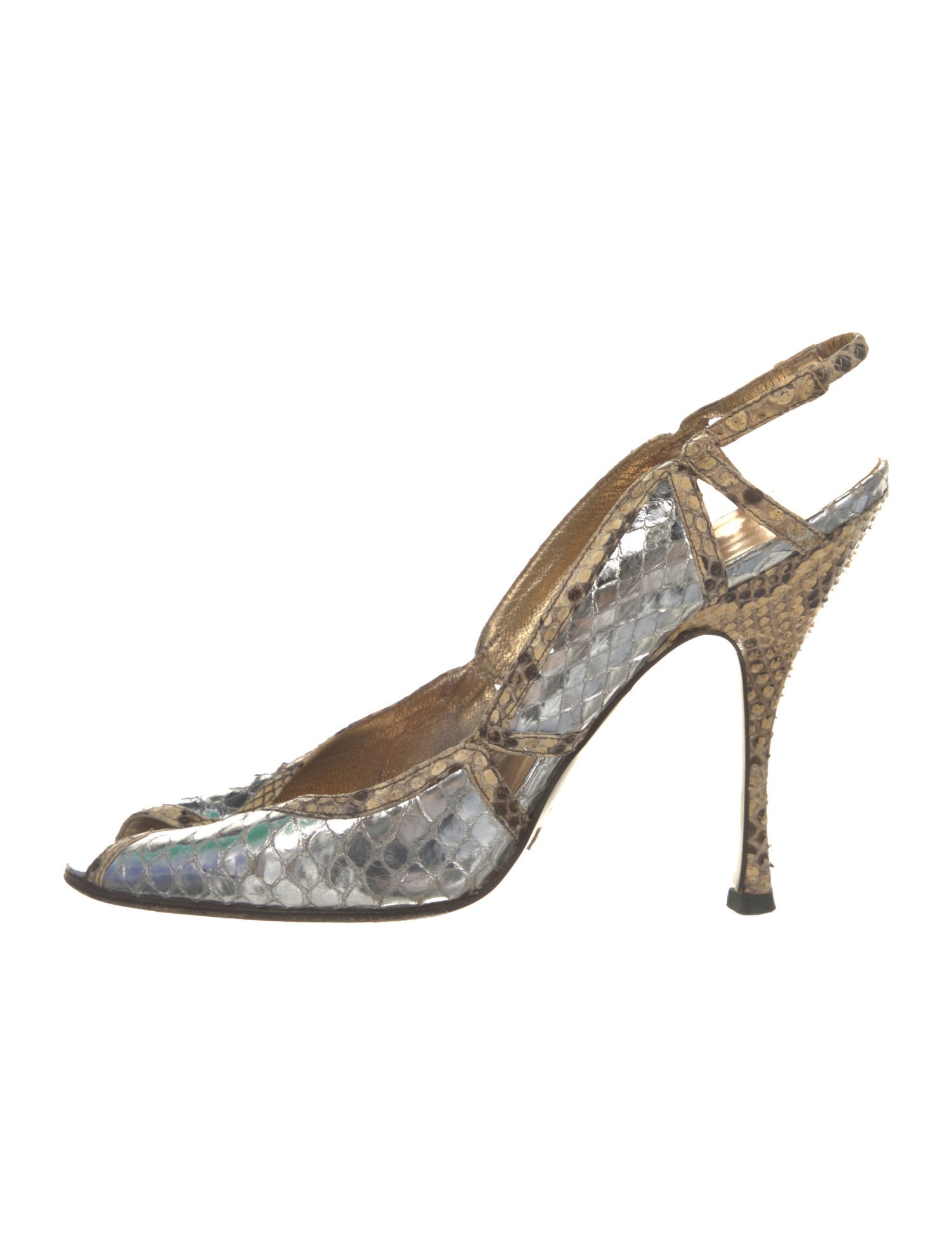 Dolce & Gabbana Snakeskin Animal Print Slingback Pumps