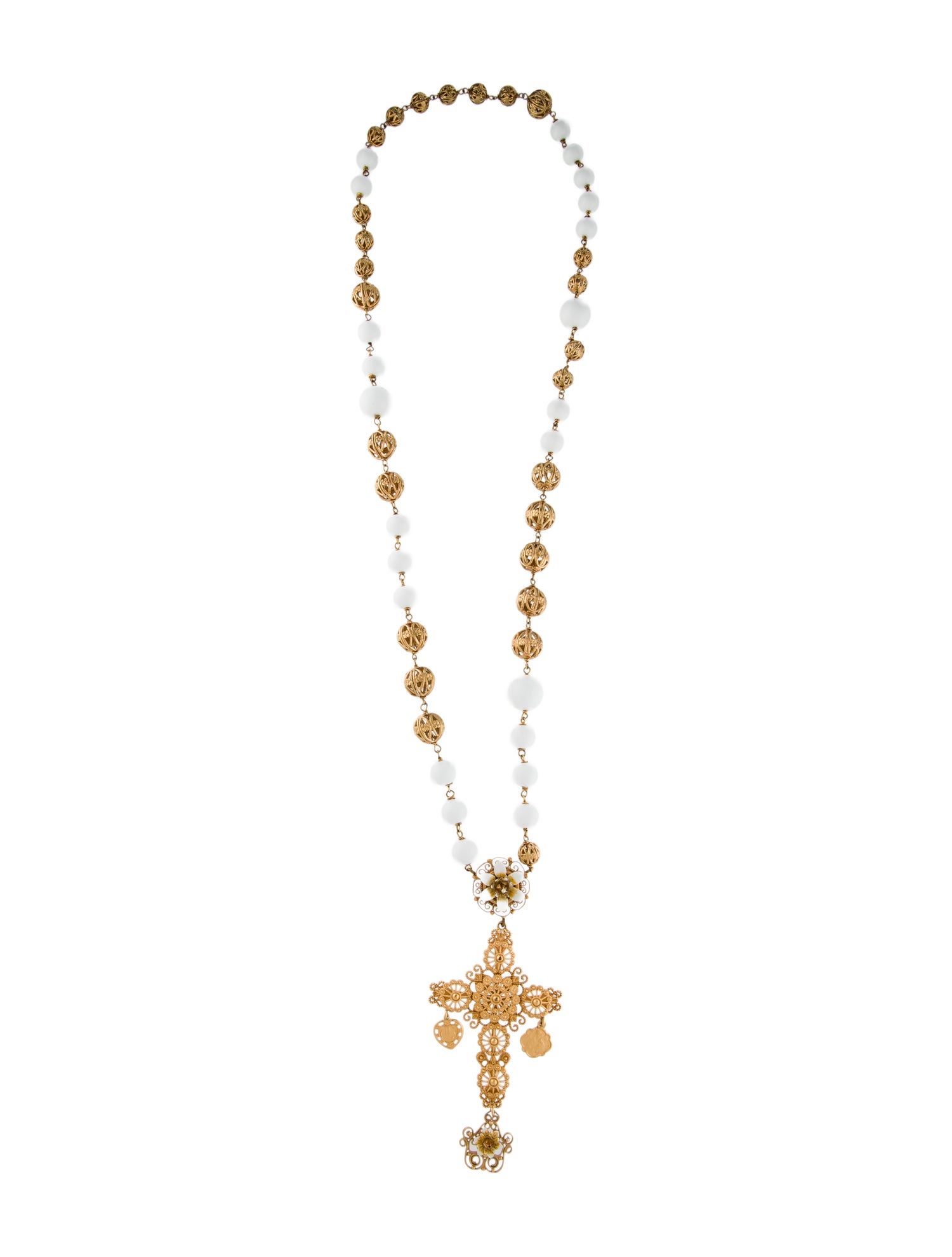 Dolce & Gabbana Bead, Crystal & Enamel Cross Pendant Necklace