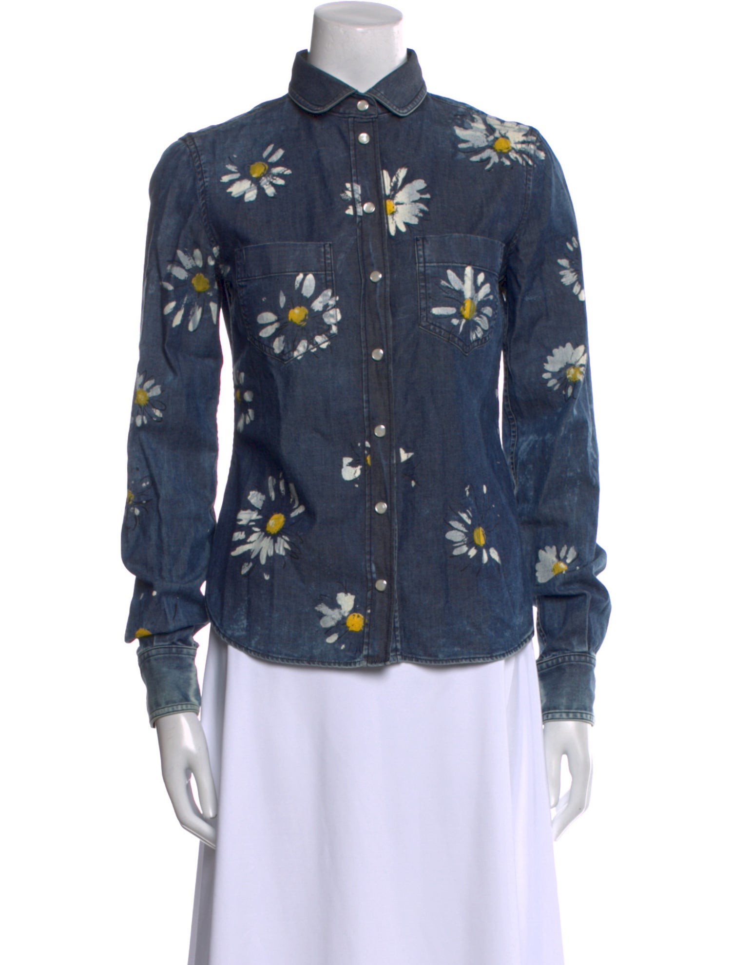 D&G Floral Print Long Sleeve Button-Up Top