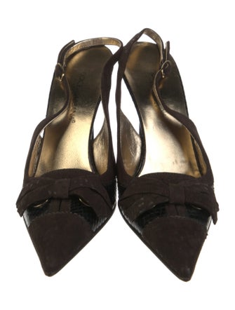 Dolce & Gabbana Suede Bow Accents Slingback Pumps