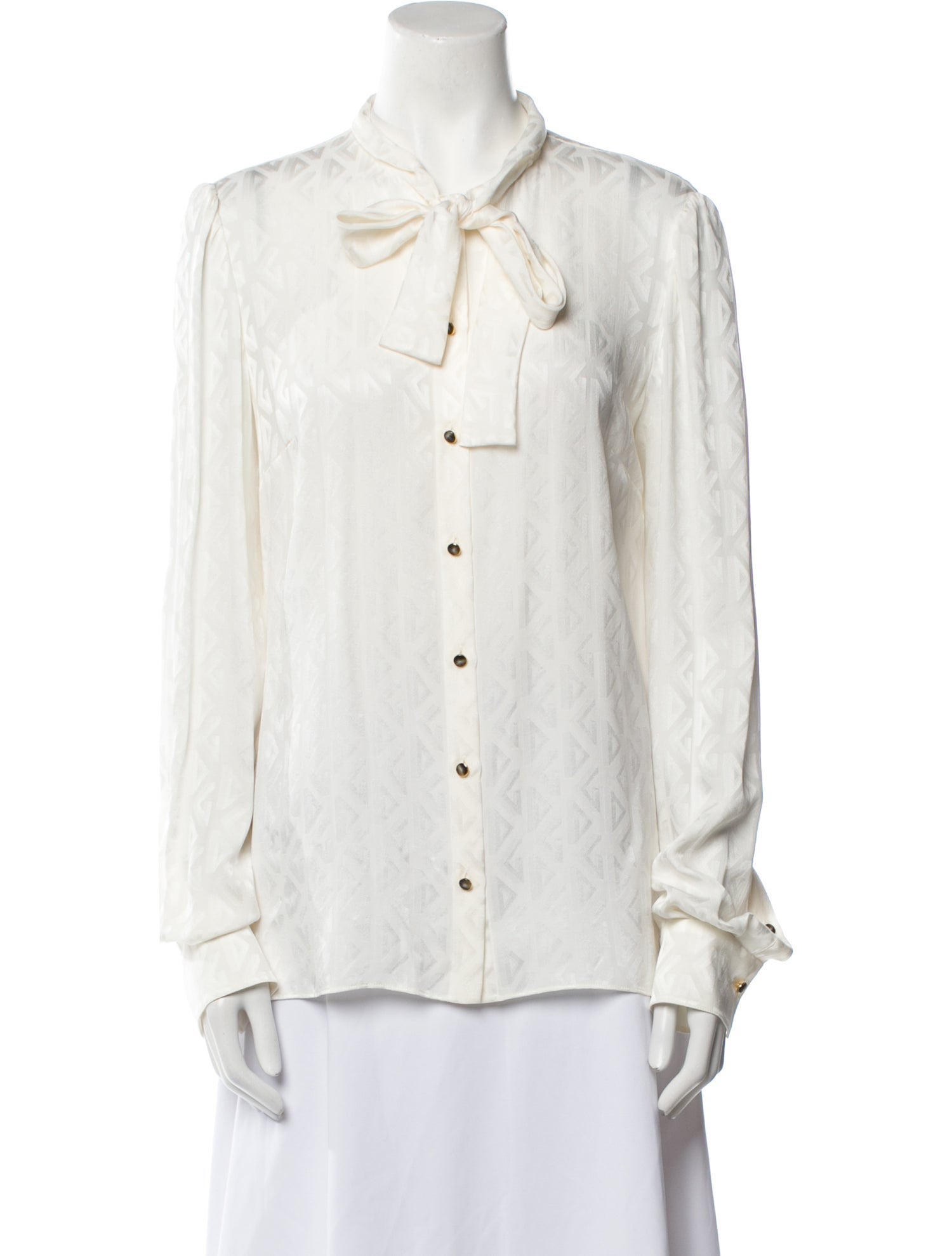 Dolce & Gabbana Silk Long Sleeve Button-Up Top