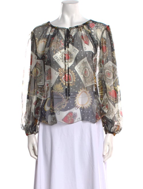Dolce & Gabbana Floral Print Bateau Neckline Blouse