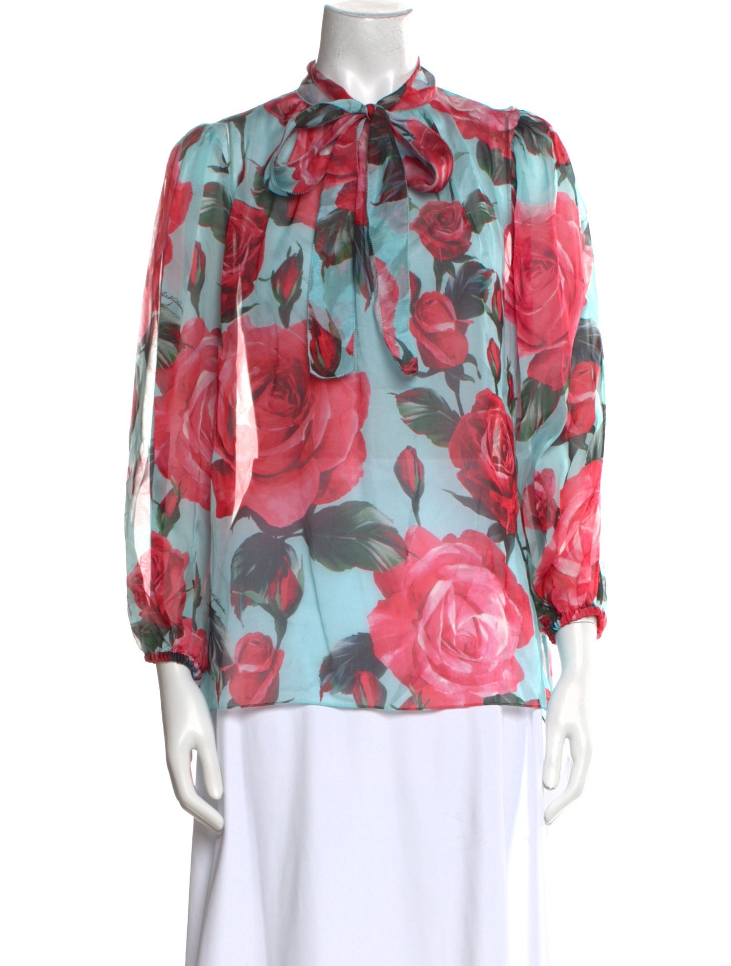 Dolce & Gabbana Silk Floral Print Blouse