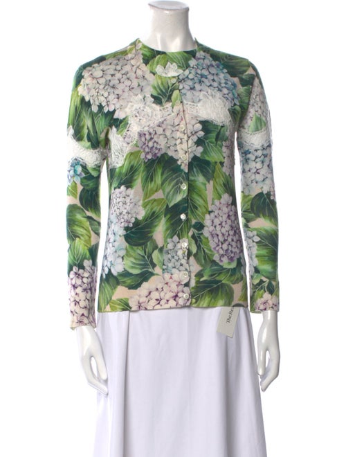 Dolce & Gabbana Cashmere Floral Print Sweater
