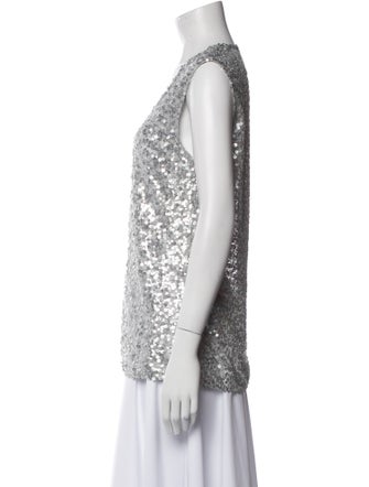 Dolce & Gabbana Plunge Neckline Sleeveless Blouse