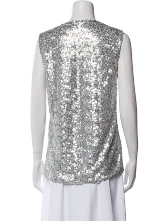 Dolce & Gabbana Plunge Neckline Sleeveless Blouse