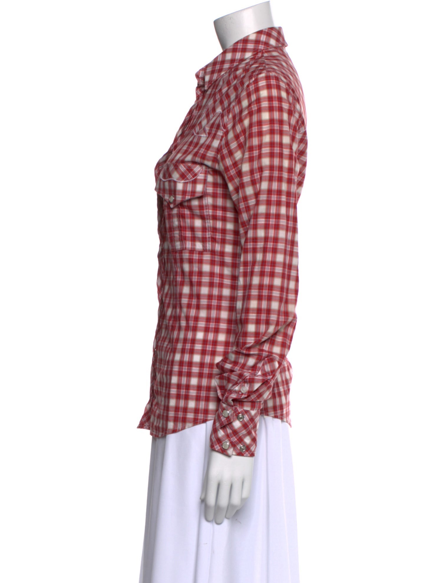 D&G Plaid Print Long Sleeve Button-Up Top