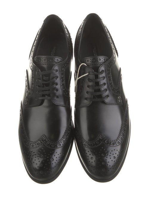 Dolce & Gabbana Leather Lace Trim Embellishment Oxfords