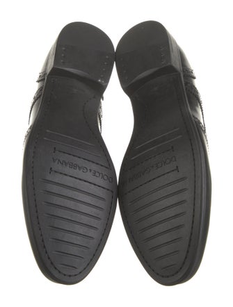 Dolce & Gabbana Leather Lace Trim Embellishment Oxfords