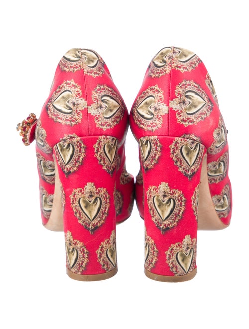 Dolce & Gabbana Sacred Heart Print Satin D'Orsay Pumps