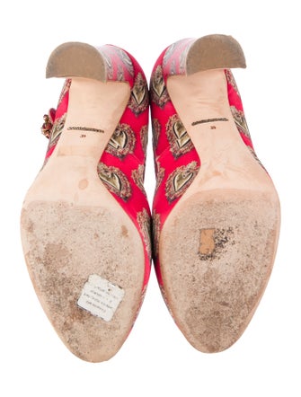 Dolce & Gabbana Sacred Heart Print Satin D'Orsay Pumps