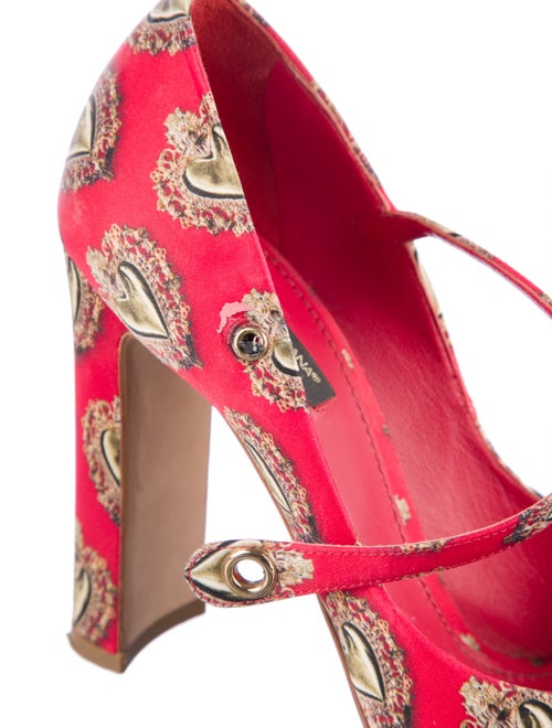 Dolce & Gabbana Sacred Heart Print Satin D'Orsay Pumps