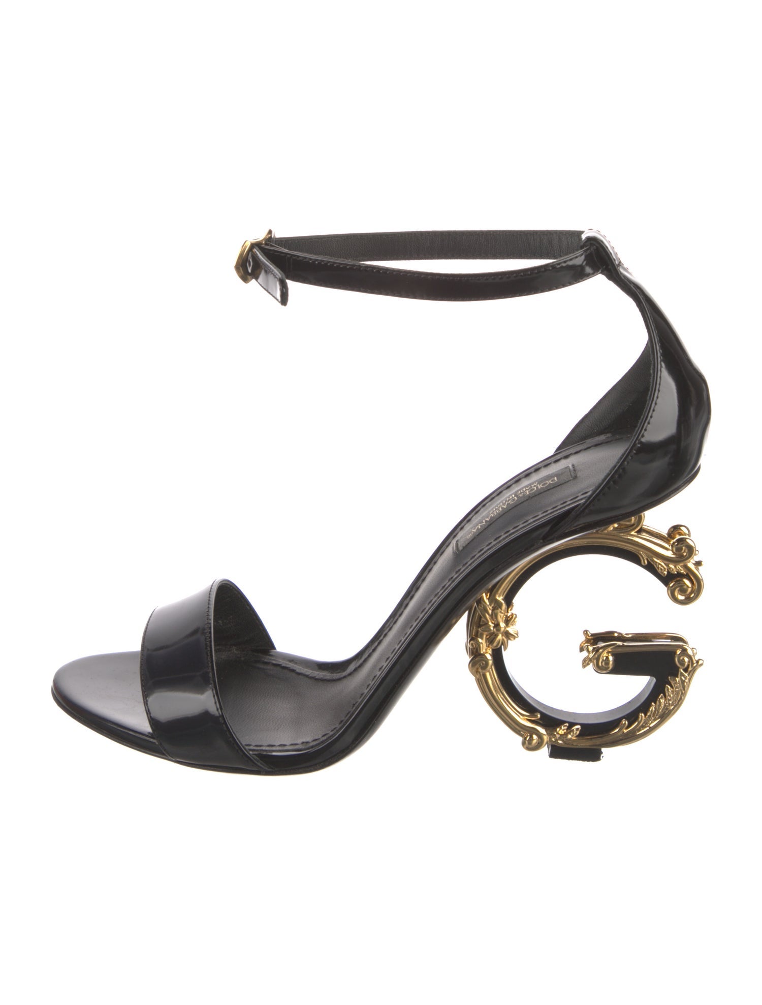Dolce & Gabbana Patent Leather Crystal Embellishments Slingback Sandals