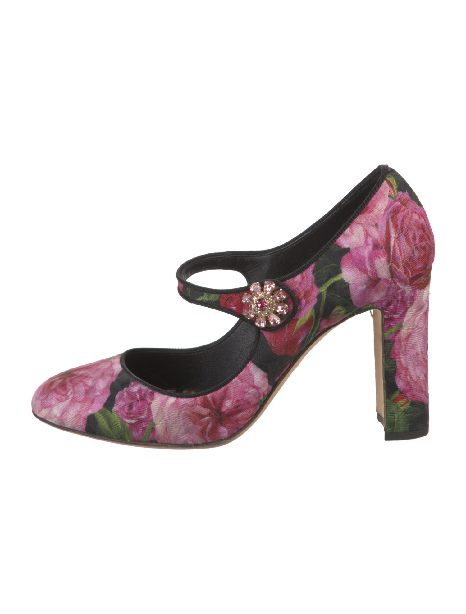 Dolce & Gabbana Floral Print Crystal Embellishments Pumps