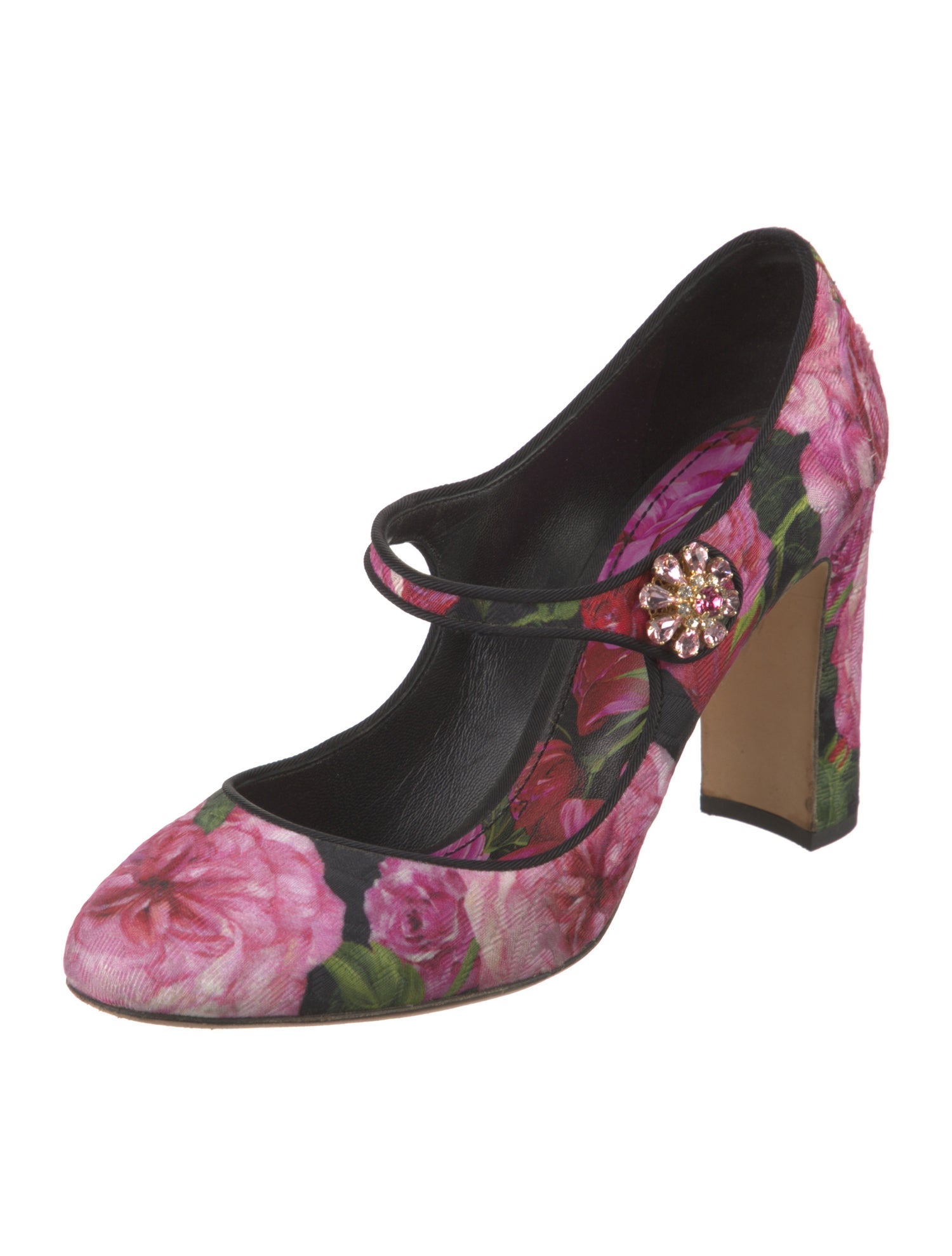 Dolce & Gabbana Floral Print Crystal Embellishments Pumps