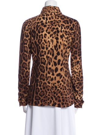 Dolce & Gabbana Silk Animal Print Button-Up Top