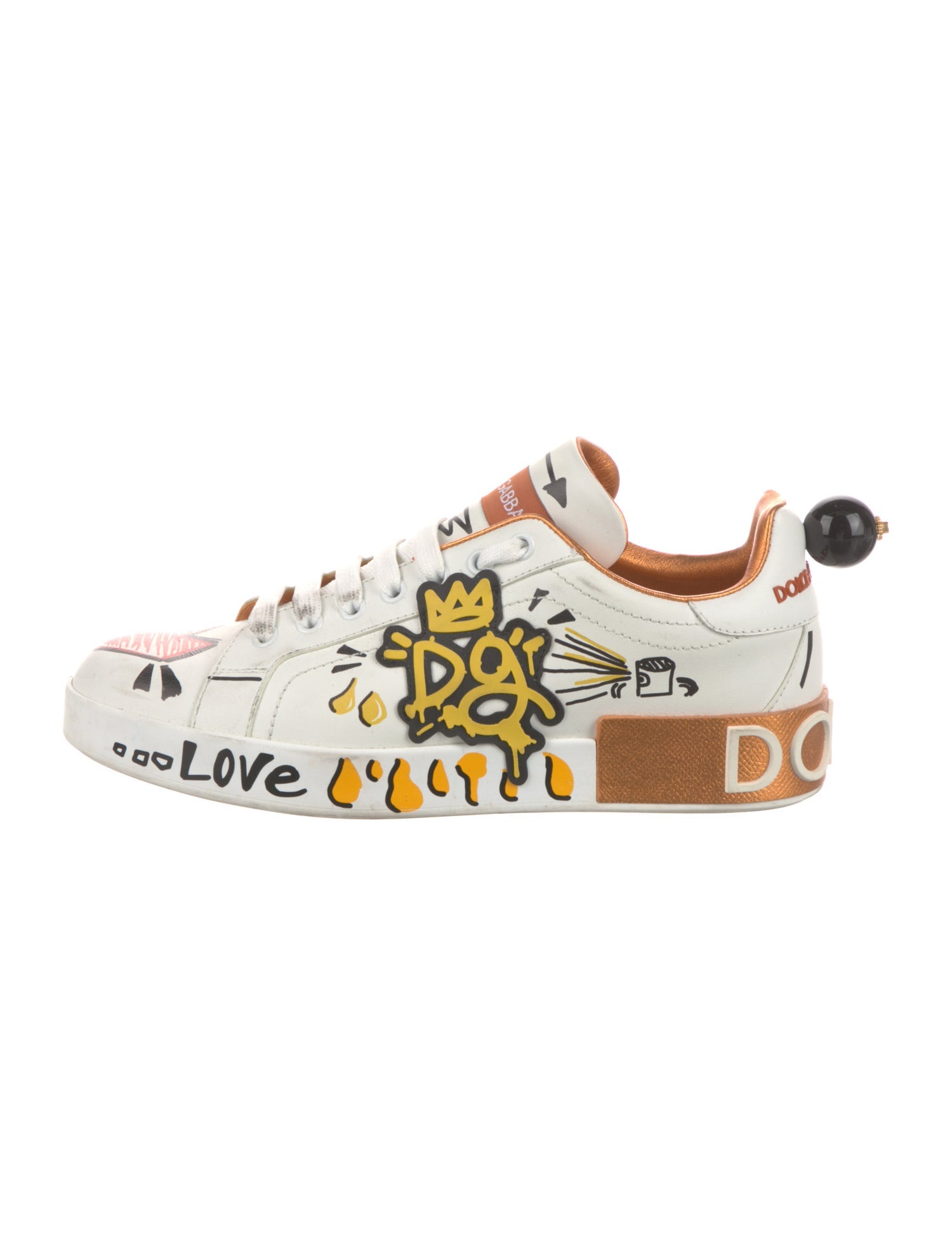 Dolce & Gabbana Leather Printed Sneakers