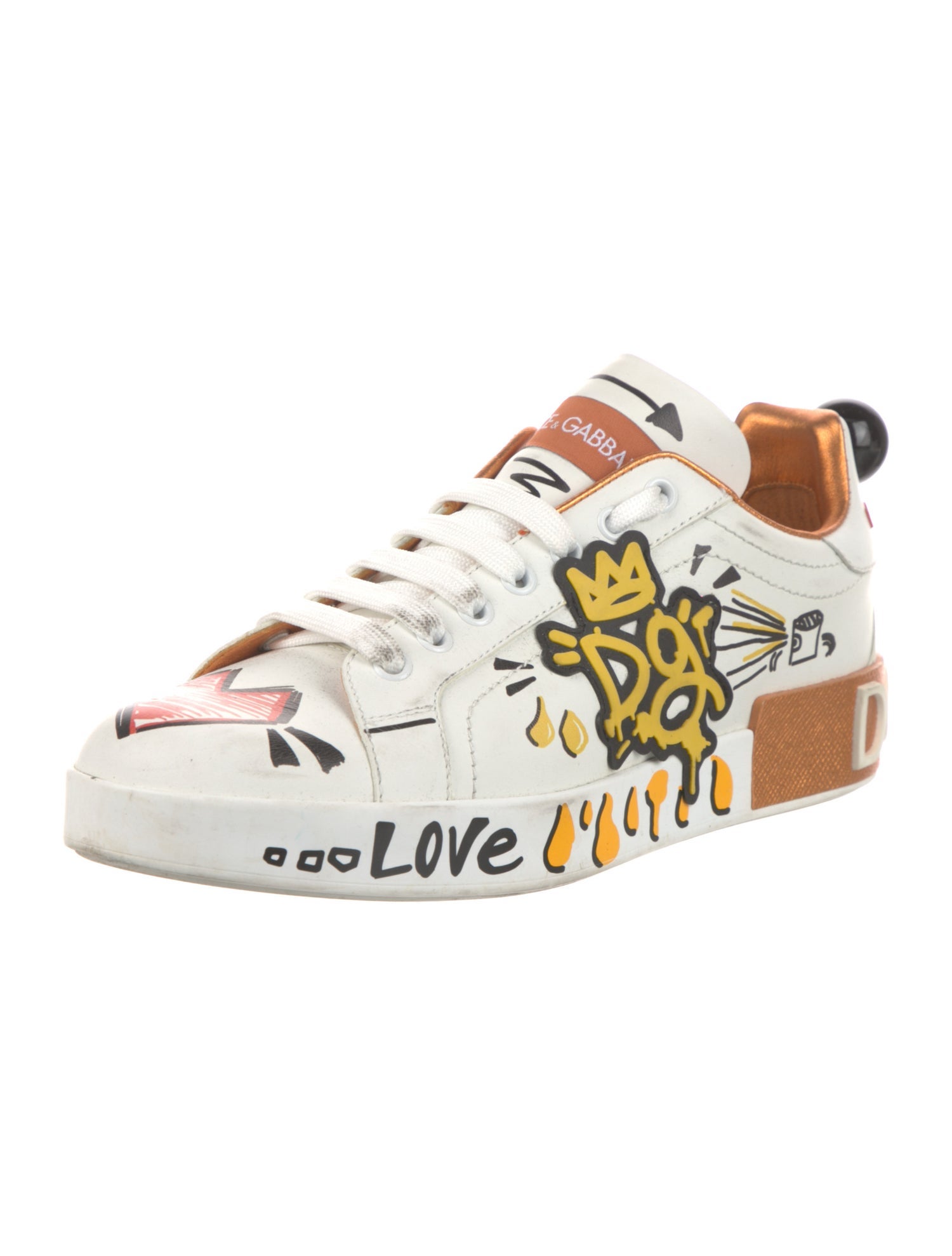 Dolce & Gabbana Leather Printed Sneakers