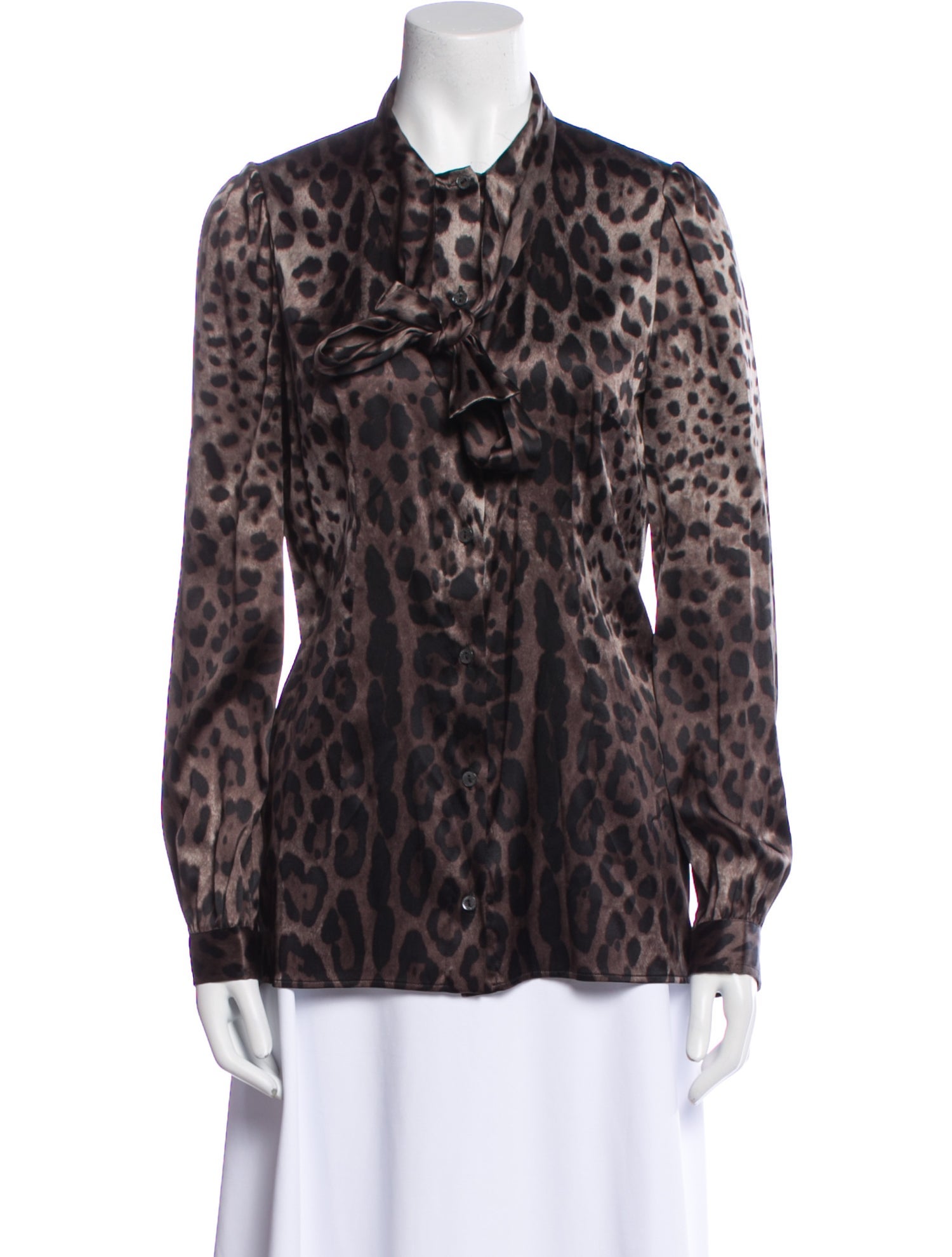 Dolce & Gabbana Silk Animal Print Button-Up Top
