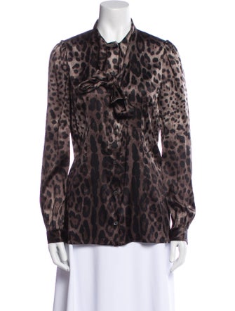 Dolce & Gabbana Silk Animal Print Button-Up Top