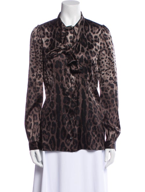 Dolce & Gabbana Silk Animal Print Button-Up Top