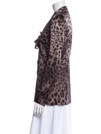Dolce & Gabbana Silk Animal Print Button-Up Top