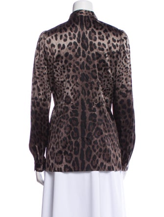 Dolce & Gabbana Silk Animal Print Button-Up Top