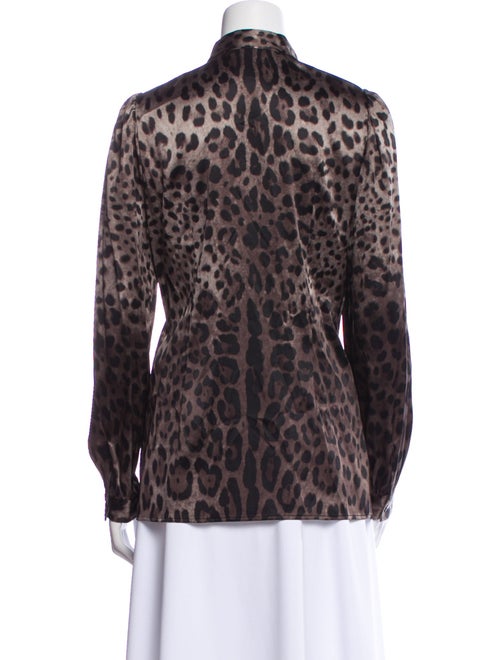 Dolce & Gabbana Silk Animal Print Button-Up Top