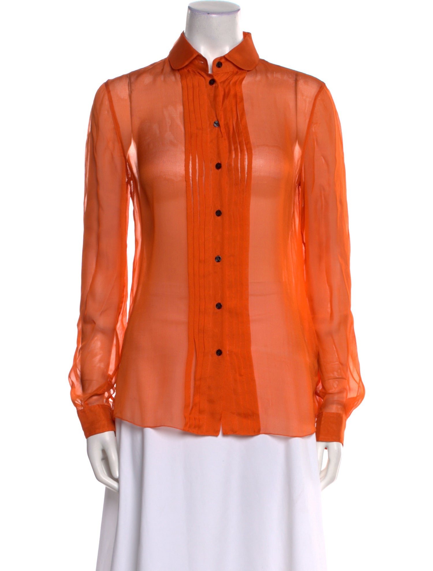 D&G Silk Long Sleeve Button-Up Top