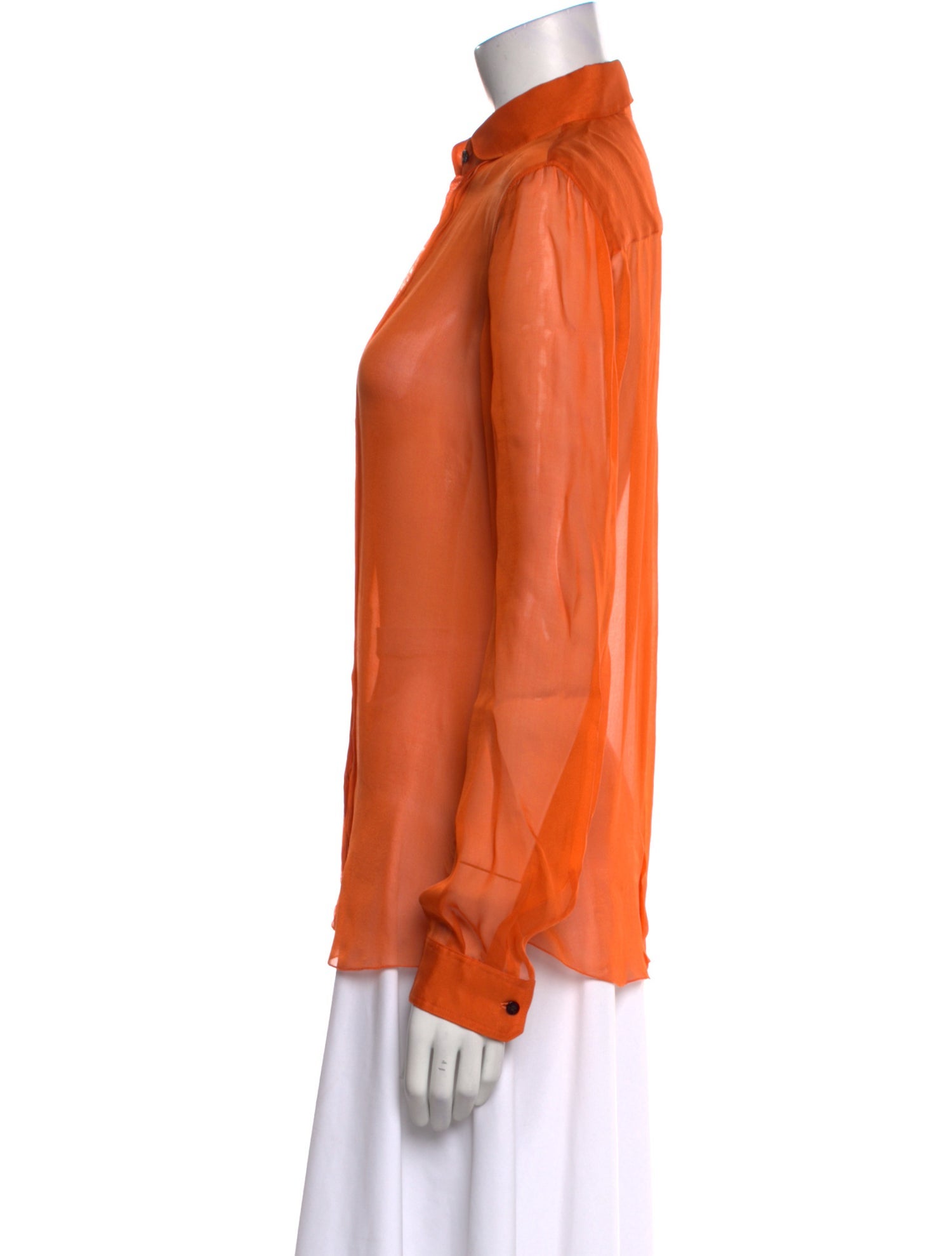 D&G Silk Long Sleeve Button-Up Top