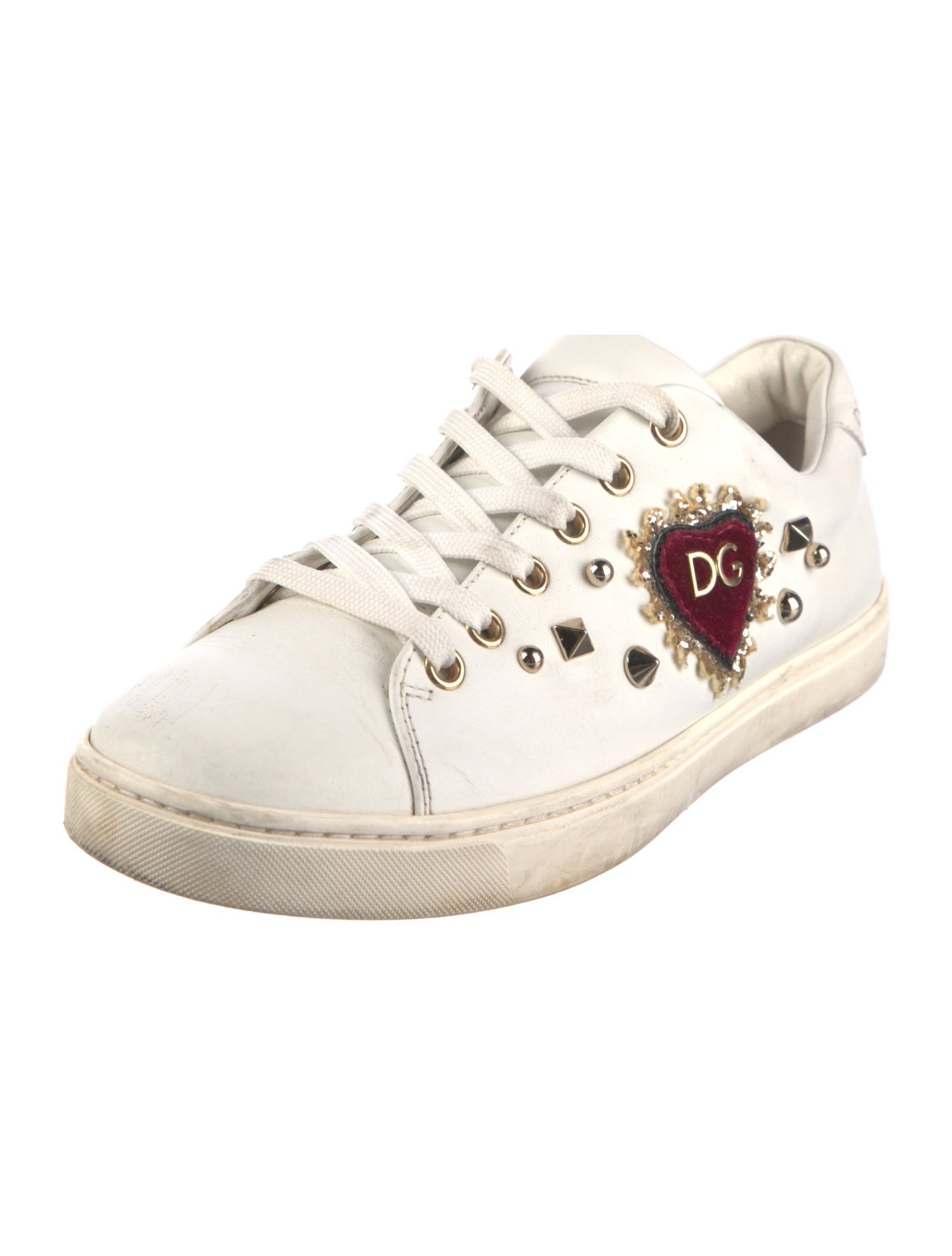 Dolce & Gabbana Leather Studded Accents Sneakers