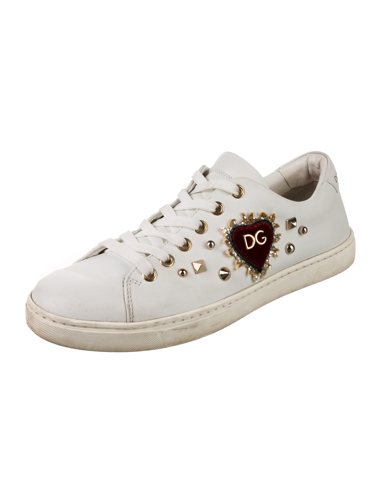 Dolce & Gabbana Leather Studded Accents Sneakers