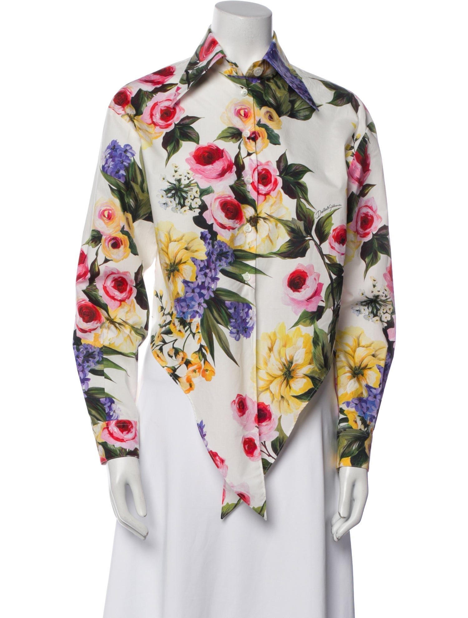 Dolce & Gabbana Floral Print Long Sleeve Button-Up Top w/ Tags
