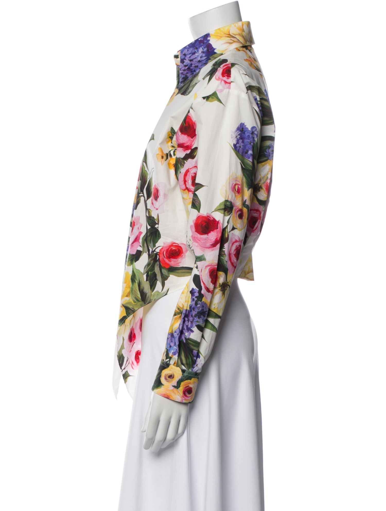 Dolce & Gabbana Floral Print Long Sleeve Button-Up Top w/ Tags