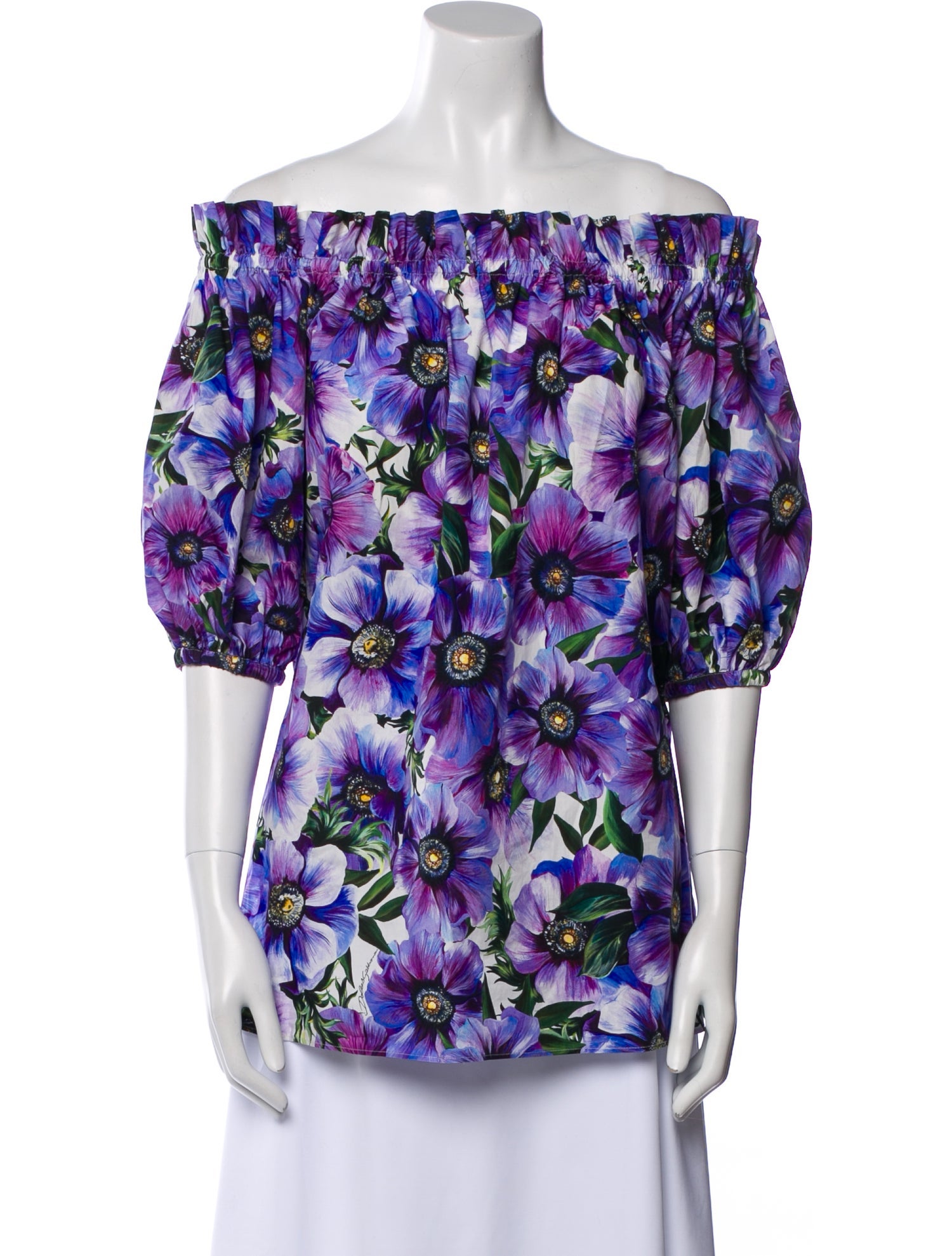 Dolce & Gabbana Floral Print Off-The-Shoulder Blouse