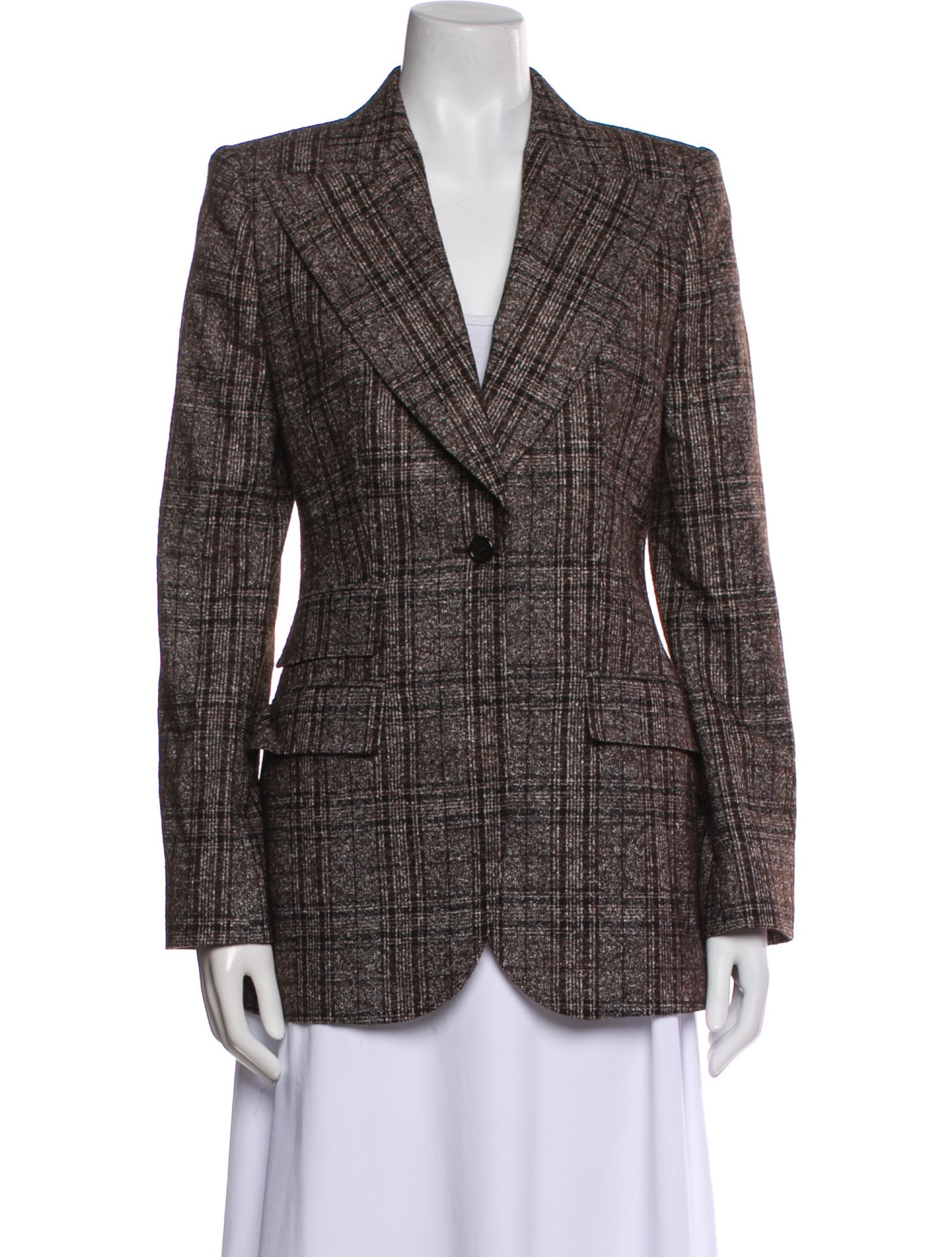 Dolce & Gabbana Alpaca Plaid Print Blazer