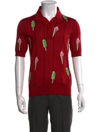 Dolce & Gabbana Silk Printed Polo Shirt