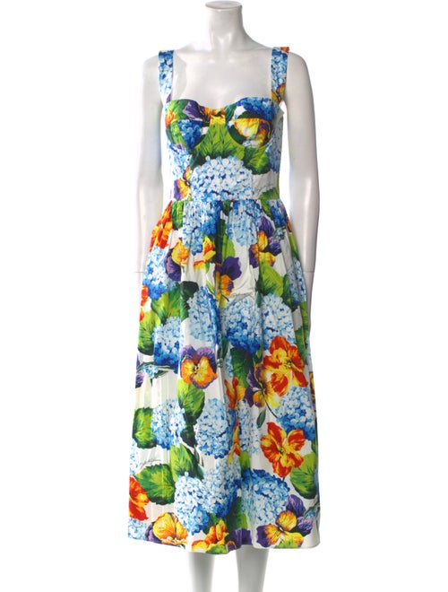 Dolce & Gabbana Floral Print Midi Length Dress