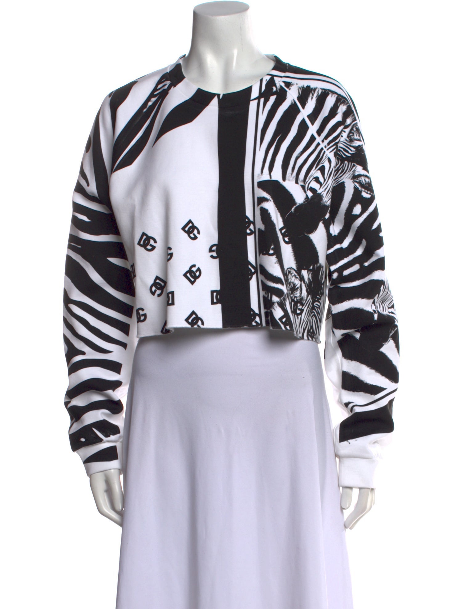 Dolce & Gabbana Printed Crew Neck Crop Top