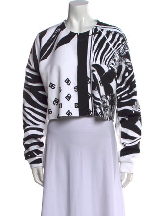 Dolce & Gabbana Printed Crew Neck Crop Top